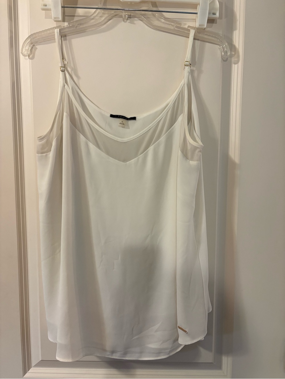 Tahari White Double-Layer Chiffon Cami
